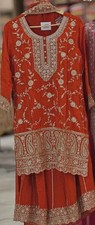 New Heavy Chinon Silk Orange Top Palazzo With Dupatta For Festival  Party Wear
