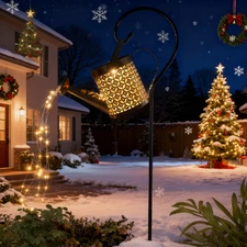 Solar Watering Can Lights LED Garden Yard Hanging String Lamp Christmas Decor 