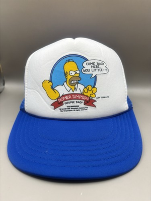 #ad Vtg Homer Simpson Trucker Hat Cap SnapBack Adjustable Mesh TV Funny $12.16