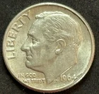1964 SILVER ROOSEVELT DIME KM#195