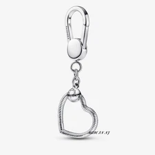 Brand New Authentic Pandora Moments Sterling Silver heart Keychain Charm Holder