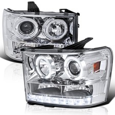 Fits 2007-2013 Gmc Sierra 1500 2500hd 3500hd Led Halo Projector Headlights Lr