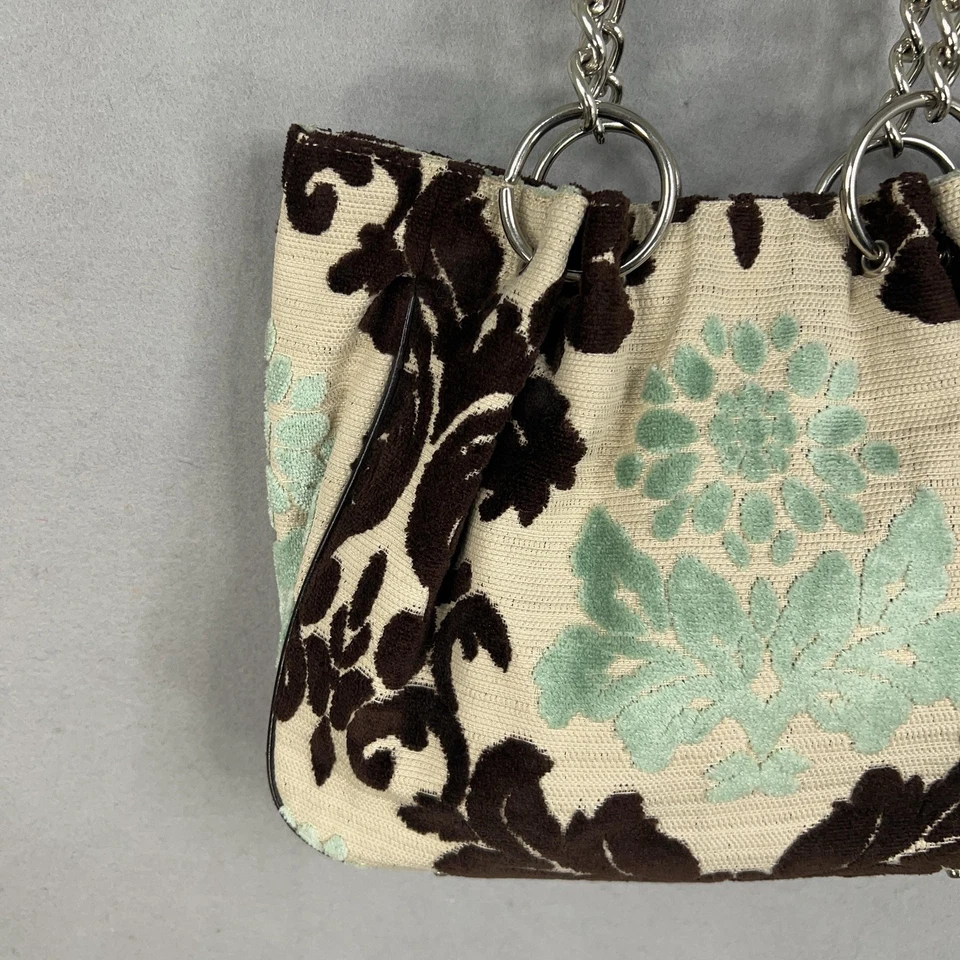 Bolso de Hombro Glenda Gies Mujer Marrón Como Nuevo Floral Brocado Damasco Cadena Cuero Foto 2 de 4