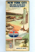 Vintage 1964 AMERICAN OIL Gas Station NEW YORK CITY & Long Island ROAD MAP!