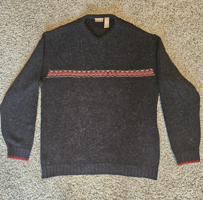 Vintage Quicksilver V Neck Sweater Size XL stripe Surf