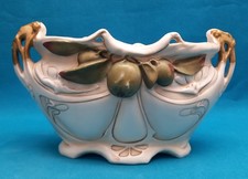 ROYAL DUX BOHÊME ART NOUVEAU JARDINIÈRE PORCELAINE AUX FRUITS