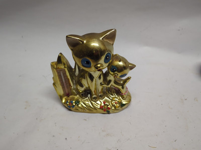 Vintage Artmark Gold Thermometer Cat Decorative