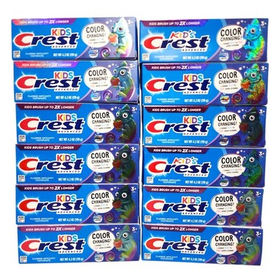 LOT 12 Crest Kid's Color Changing - Strawberry & Bubblegum Toothpaste BUNDLE