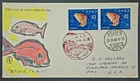 Japan Stamps 1966 FDC SC # 862 (pair) - Fish Series: Bream, Posted to USA