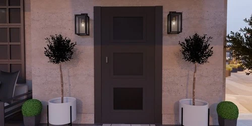 Matte Black One Light Outdoor Wall Mount from the Robbins Collection - Picture 6 of 7