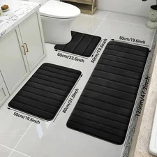 3 Pcs Bathroom Rug Set Soft Foot Mat Absorbent Memory Foam Dry Fast Non-slip Flo