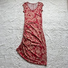 Toad & Co Muse Dress XS Organic Cotton Modal Red Floral Midi Cinched Side Beach