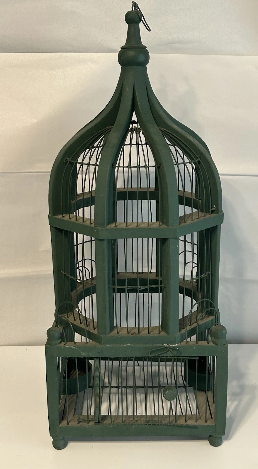 Vintage Green Wood And Wire Domed Birdcage With Spring Shut Door 22”
Opens in a new window or tab