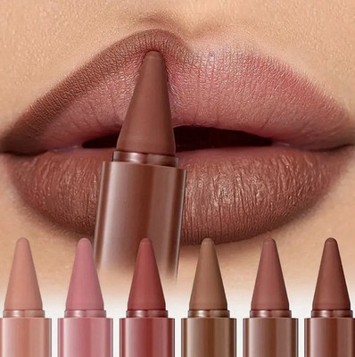 Lip Liner and Lipstick 6 Color Combo Set Long Lasting Natural Waterproof Matte
