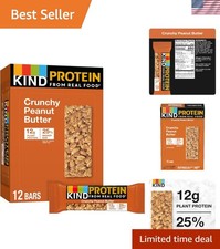 Healthy Protein Snack Bars - 12 Count, Gluten Free Crunchy Peanut Butter Treats