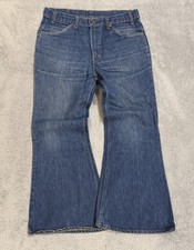 1981 VTG Levi s 684 Orange Tab 34x29 Bell Flare Bootcut Jeans Whiskered Med Wash