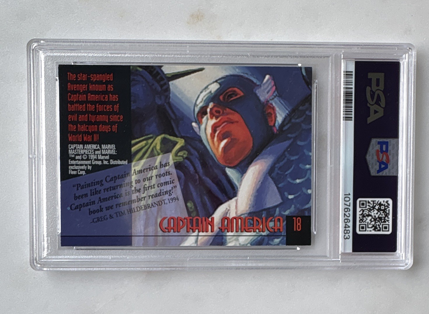 Marvel 1994 Masterpieces Gold Foil Signatures #18 Captain America PSA 7 Auto view 5