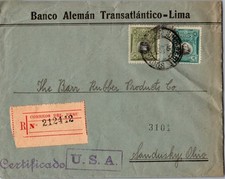1924 Lima Peru Certified Mail Rubber Products Cover to Sandusky Ohio USA
