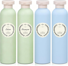 4Pack 8.8Oz Travel Shampoo Bottles with Labels, Refillable Travel Bottles, Flip