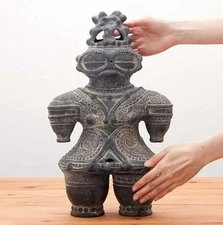 Jomon Period Dogu Carbonized Clay Replica Statue 43cm from JPN