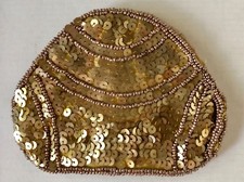 Vintage 30-40's Gold Sequin Evening Bag Pouch Pocket with Snap