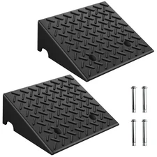 2x Driveway Ramp 6'' Curb Rubber Heavy Duty Threshold Ramp 8818 lbs Load w/Bolts