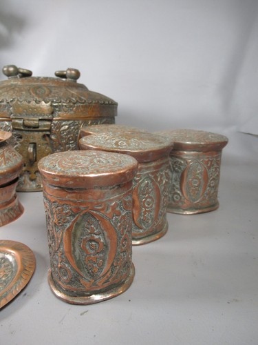antique copper Indian Pandan Betel Nut Chapati Box Lockable and contents full - Picture 15 of 21