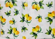 Heavy Flannel Back Vinyl Tablecloth, 52" x 90" Oblong, CITRUS FRUITS, LEMONS,HS