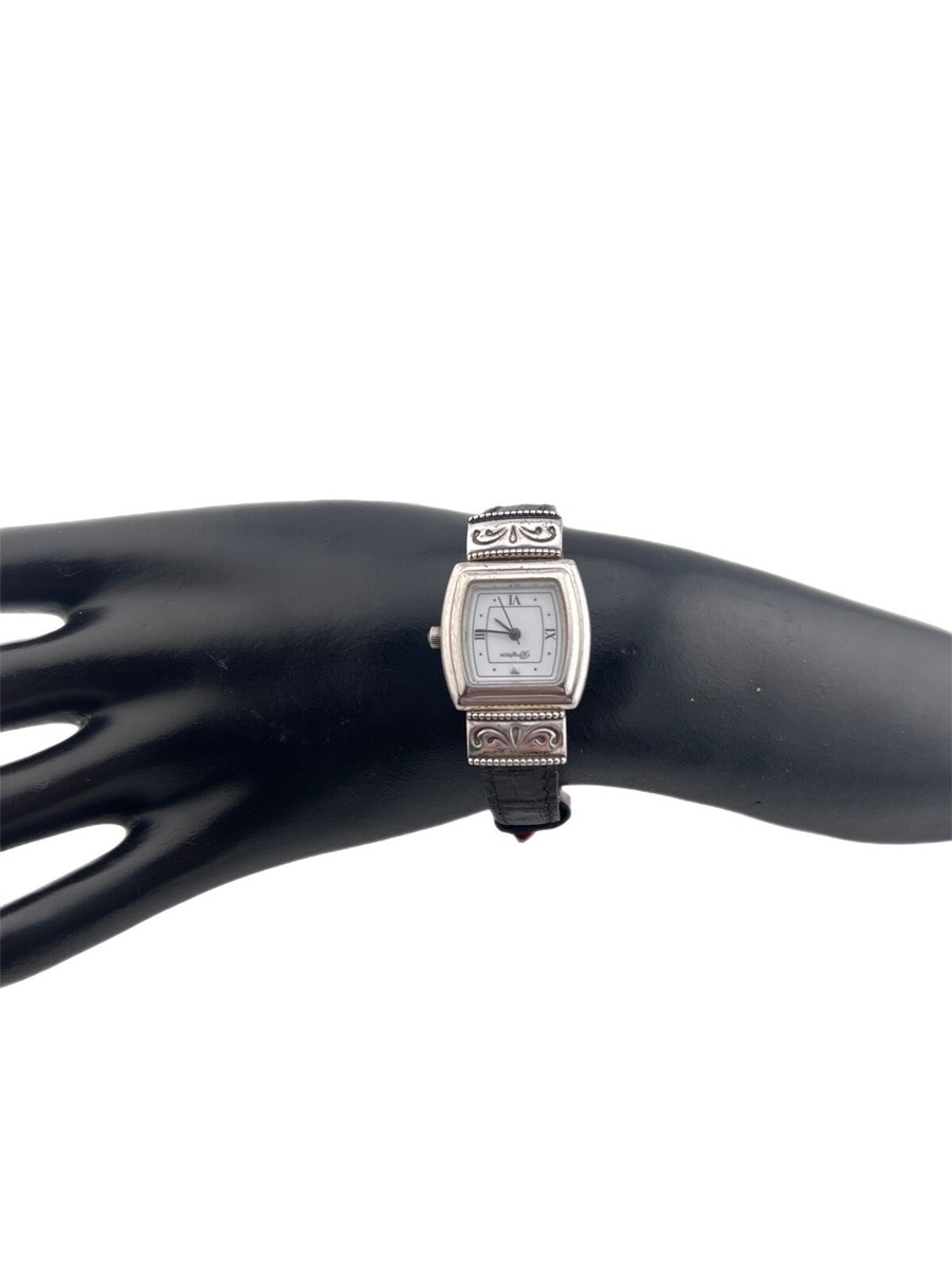 Brighton Waterford Watch Women Silver Tone Black Red Leather  display picture 2