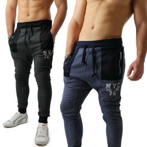 Pantaloni Tuta Uomo Cavallo Basso Turca Sport Palsetra Slim Nero Grigio Blu  F893 | eBay