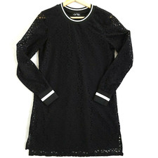 Love Reign Dress Womens Small Black Short Lace Overlay Long Sleeve S