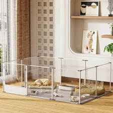 XXL Large Dog Acrylic Whelping Pen Box Pet Playpen 10 Panels Exercise Fence Cage