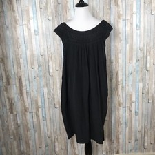 Vince XS 100% Silk Chiffon Smocked Little Black Dress Mini Shift Career LBD $365