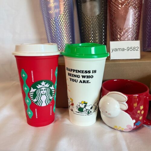 Starbucks Japan Reusable Cup Mugs Tumblers Snoopy Holiday SAKURA New Year Rare - Picture 3 of 22