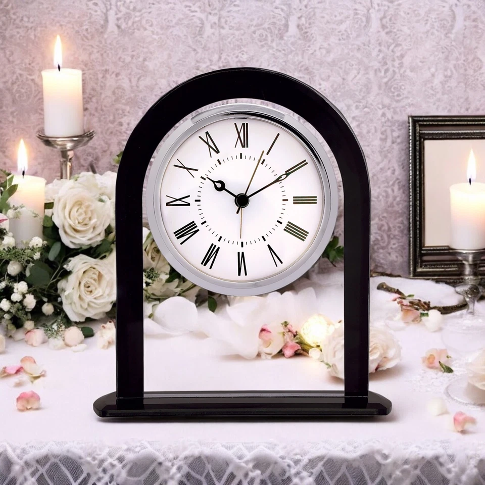 Black and Clear Glass Arch Clock, Office Modern Clock Gift for Boss, 6 1/4"H - Image 4 of 4