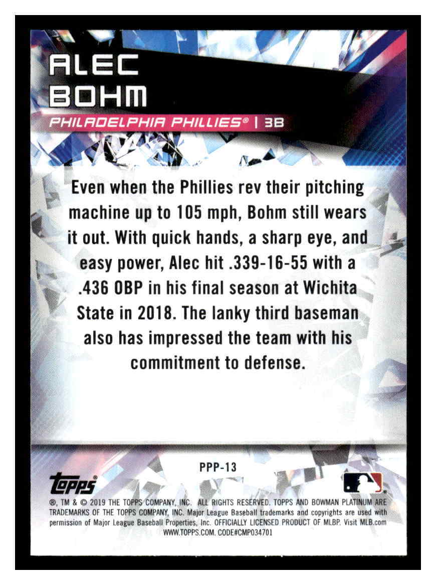 2019 Bowman Platinum #PPP-13 Alec Bohm Prismatic Prodigies | eBay