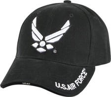 Black Deluxe US Air Force Wing Logo Low Profile Baseball Hat Cap