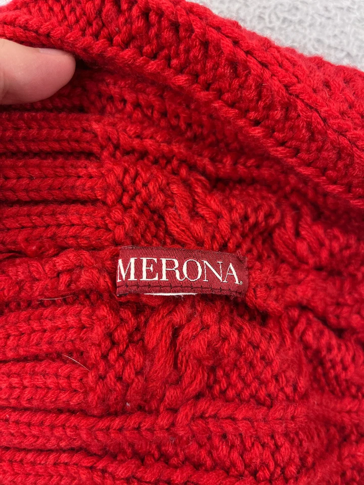 Merona Beanie Toque Mujer Talla Única Rojo Cable Tejido Acrílico Mezcla Invierno Nieve Esquí Foto 2 de 4