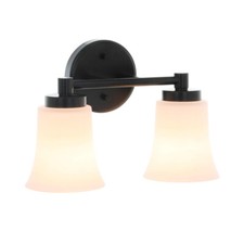 Bathroom Vanity Light Vintage 2 Light Wall Sconces with Glass in Black