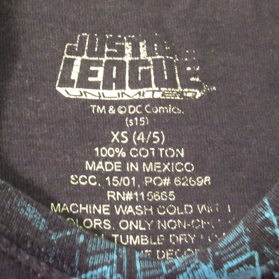 Camiseta Liga de la Justicia Ilimitada Batman Flash Linterna Verde Superman Juventud XS Foto 2 de 3
