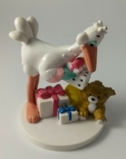 Vintage "Bundles" Stork Figure with Presents and Bear Baby Shower Cake Topper