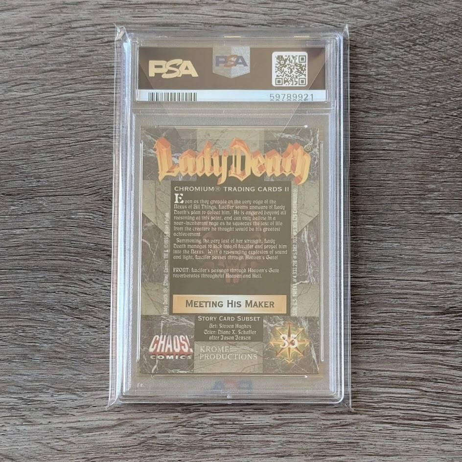 1995 Krome Lady Death #35 PSA 9 MINT – Meeting His Maker Series 2 Chromium Card - Image 2 of 2