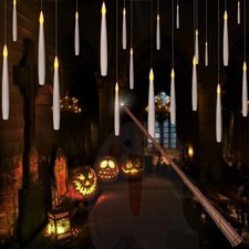 20Pcs Flameless Taper Floating Candles with Wand, Halloween Decor White20