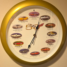Chevrolet Corvette 50th Anniversary 2003 Battery Operated Wall Clock Works Great