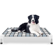 Elevated Outdoor Dog Bed 34 x 26 x 6.5 in Raised Pet Cot for Medium Dogs