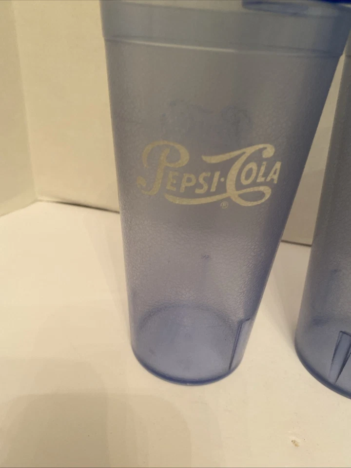 LOTE DE 5 TAZAS DE RESTAURANTE PEPSI-COLA VINTAGE AZUL COBALTO CARLISLE 20 OZ PLÁSTICO WOW Foto 4 de 4