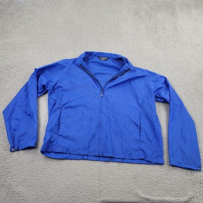 Duckster Windbreaker Jacket Mens Large Rain Coat Full Zip Blue USA Long Sleeve