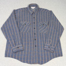 Vintage Frostproof Flannel Shirt Mens XL Blue Plaid Long Sleeve USA 70s