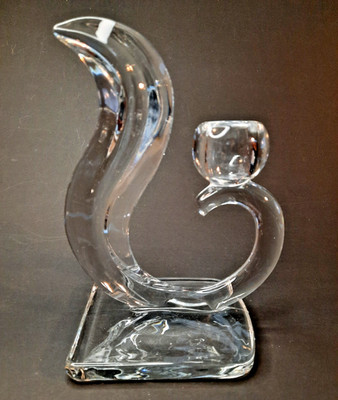 VTG-New Martinsville-Flame-#415 Squirrel Tail Glass Candle Holder-1940s-SCRATCH