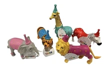 Ankyo Zoo Party Animals Playset Set Of 5 Giraffe Tiger Lion Zebra Elephant w/tag